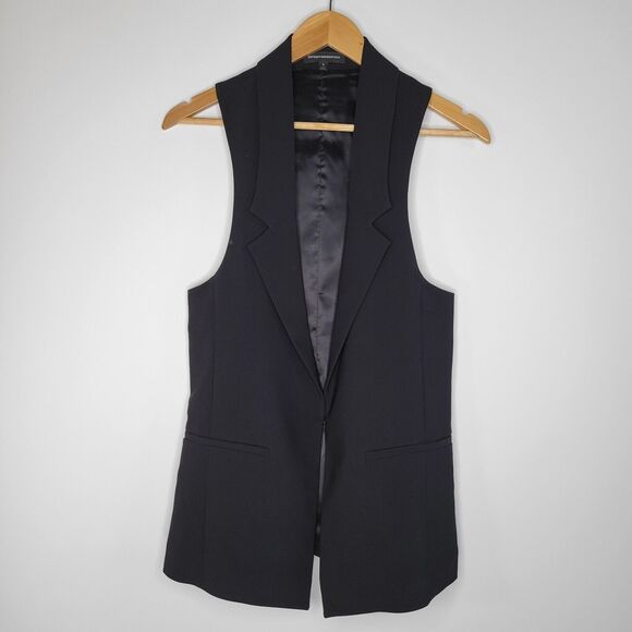 EXPRESS DESIGN STUDIO Black Tuxedo Vest Size 6 Y2K Indie Office 00s Sleeveless - Picture 4 of 11